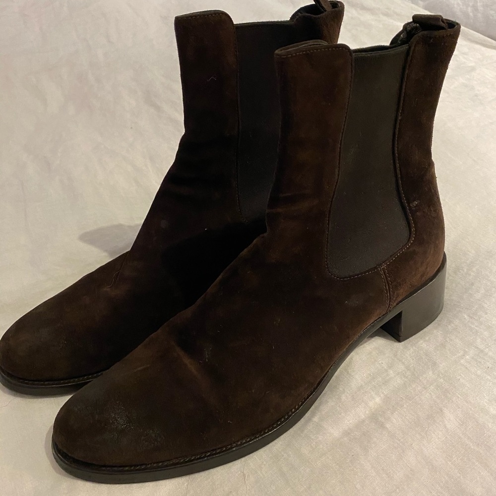 Prada chocolate brown suede booties
